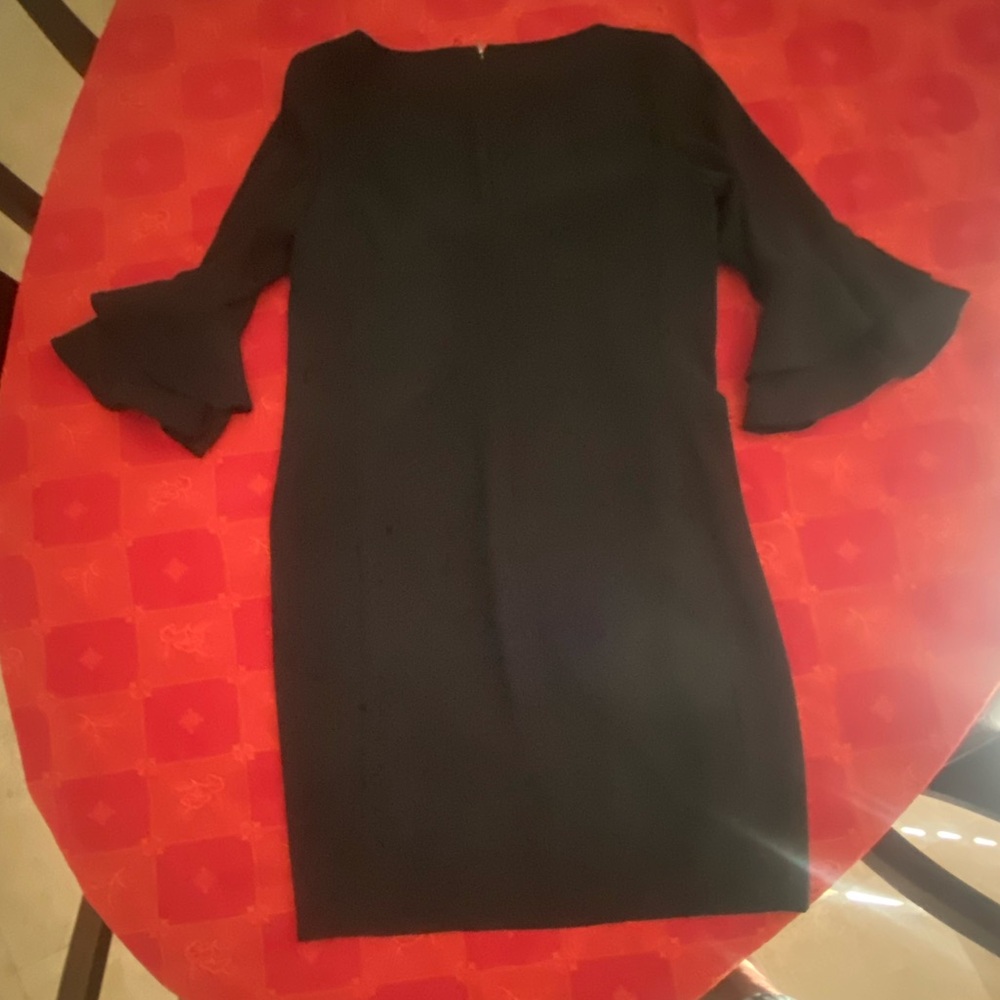 LAUREN by Ralph Lauren black cocktail dress flutter sleeves